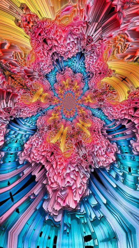 Download wallpaper 2160x3840 fractal, pattern, tangled, colorful, abstraction, digital art samsung galaxy s4, s5, note, sony xperia z, z1, z2, z3, htc one, lenovo vibe hd background