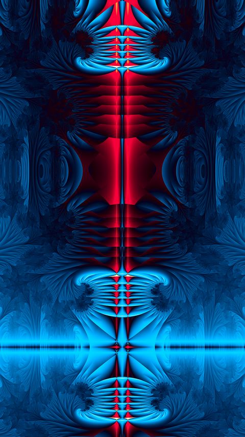 Download wallpaper 2160x3840 fractal, shapes, glow, abstraction, blue, red samsung galaxy s4, s5, note, sony xperia z, z1, z2, z3, htc one, lenovo vibe hd background