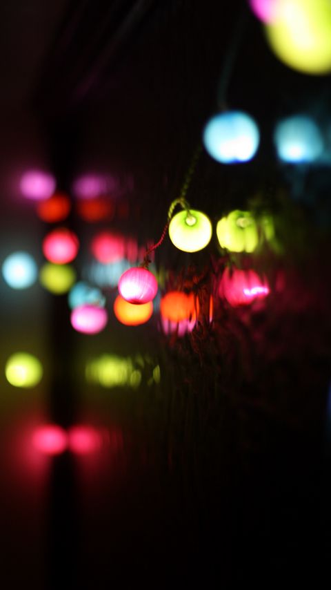 Download wallpaper 2160x3840 garland, light, colorful, dark samsung galaxy s4, s5, note, sony xperia z, z1, z2, z3, htc one, lenovo vibe hd background