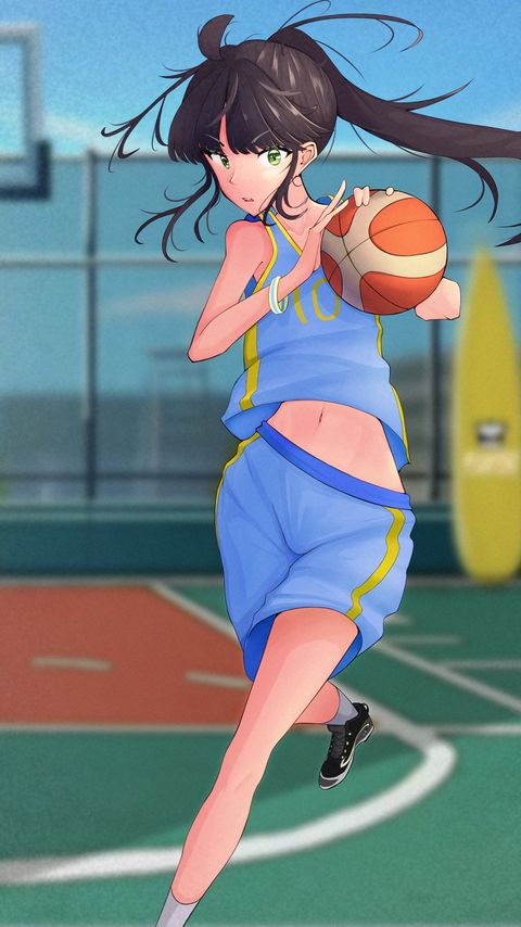 Download wallpaper 2160x3840 girl, ball, basketball, anime, sport samsung galaxy s4, s5, note, sony xperia z, z1, z2, z3, htc one, lenovo vibe hd background