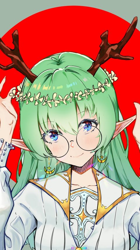 Download wallpaper 2160x3840 girl, demon, horns, glasses, smile, anime samsung galaxy s4, s5, note, sony xperia z, z1, z2, z3, htc one, lenovo vibe hd background