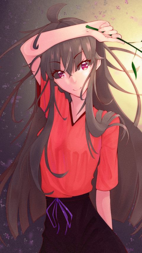 Download wallpaper 2160x3840 girl, glance, flower, anime, art, cartoon samsung galaxy s4, s5, note, sony xperia z, z1, z2, z3, htc one, lenovo vibe hd background