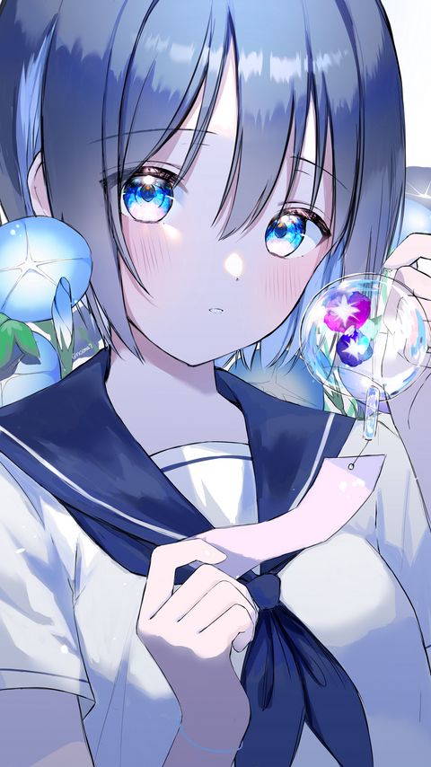 Download wallpaper 2160x3840 girl, glance, sailor suit, anime samsung galaxy s4, s5, note, sony xperia z, z1, z2, z3, htc one, lenovo vibe hd background