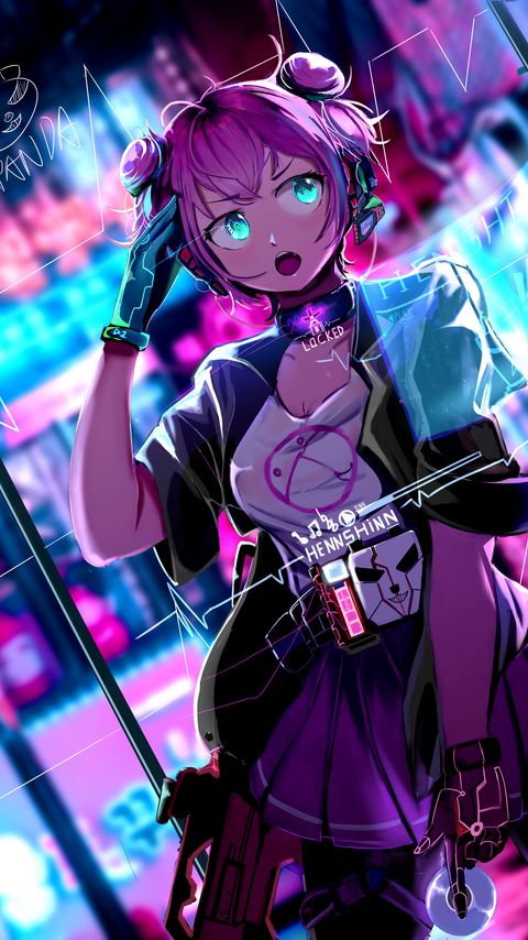 Download wallpaper 2160x3840 girl, glance, style, cyberpunk, anime, art samsung galaxy s4, s5, note, sony xperia z, z1, z2, z3, htc one, lenovo vibe hd background