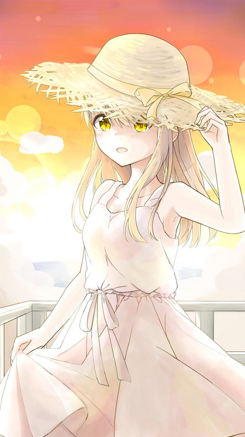 Download wallpaper 2160x3840 girl, hat, anime, art samsung galaxy s4, s5, note, sony xperia z, z1, z2, z3, htc one, lenovo vibe hd background