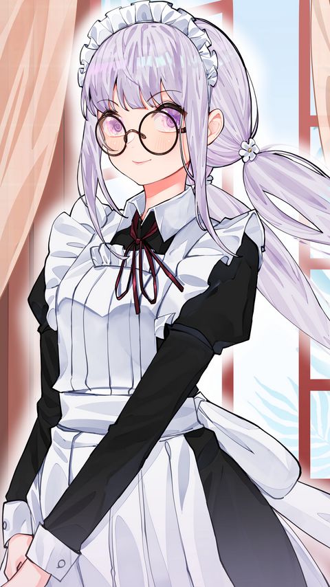 Download wallpaper 2160x3840 girl, maid, uniform, glasses, anime samsung galaxy s4, s5, note, sony xperia z, z1, z2, z3, htc one, lenovo vibe hd background