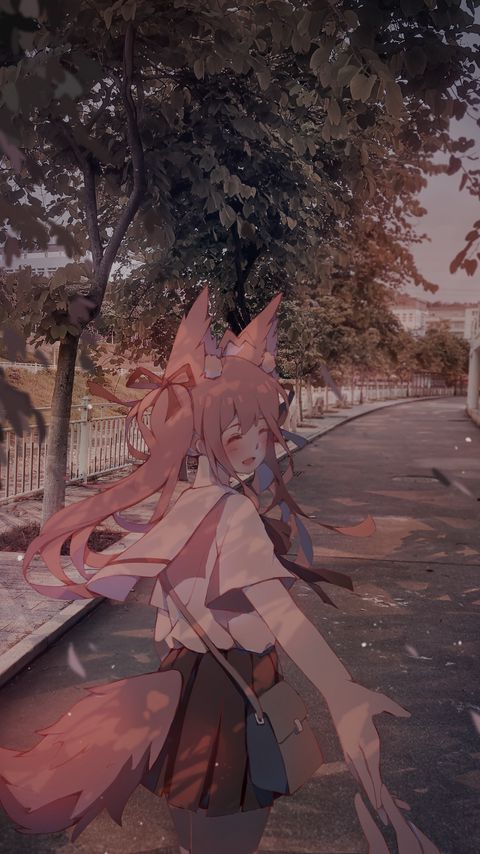 Download wallpaper 2160x3840 girl, neko, ears, smile, anime, art, cartoon samsung galaxy s4, s5, note, sony xperia z, z1, z2, z3, htc one, lenovo vibe hd background