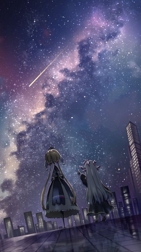 Download wallpaper 2160x3840 girls, princesses, stars, buildings, anime samsung galaxy s4, s5, note, sony xperia z, z1, z2, z3, htc one, lenovo vibe hd background