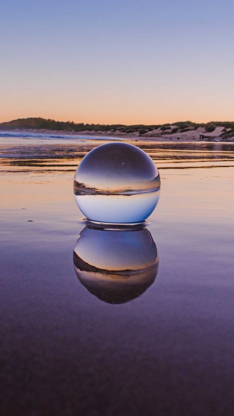 Download wallpaper 2160x3840 glass ball, ball, lake, reflection, sunset samsung galaxy s4, s5, note, sony xperia z, z1, z2, z3, htc one, lenovo vibe hd background