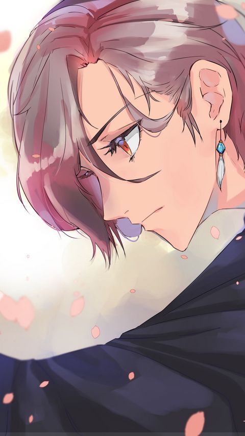 Download wallpaper 2160x3840 guy, glance, earrings, anime, art, cartoon samsung galaxy s4, s5, note, sony xperia z, z1, z2, z3, htc one, lenovo vibe hd background