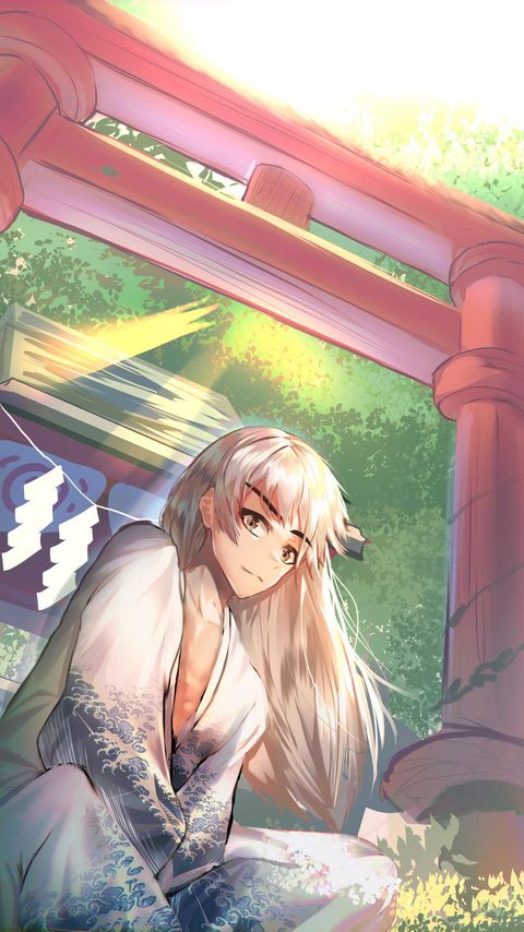 Download wallpaper 2160x3840 guy, kimono, pagoda, temple, anime, art samsung galaxy s4, s5, note, sony xperia z, z1, z2, z3, htc one, lenovo vibe hd background