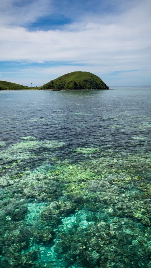 Download wallpaper 2160x3840 island, sea, water, landscape samsung galaxy s4, s5, note, sony xperia z, z1, z2, z3, htc one, lenovo vibe hd background