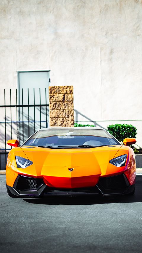 Download wallpaper 2160x3840 lamborghini aventador, lamborghini, car, sports car, orange samsung galaxy s4, s5, note, sony xperia z, z1, z2, z3, htc one, lenovo vibe hd background