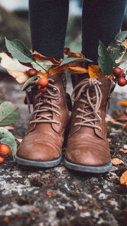 Download wallpaper 2160x3840 legs, boots, leaves, berries, autumn samsung galaxy s4, s5, note, sony xperia z, z1, z2, z3, htc one, lenovo vibe hd background