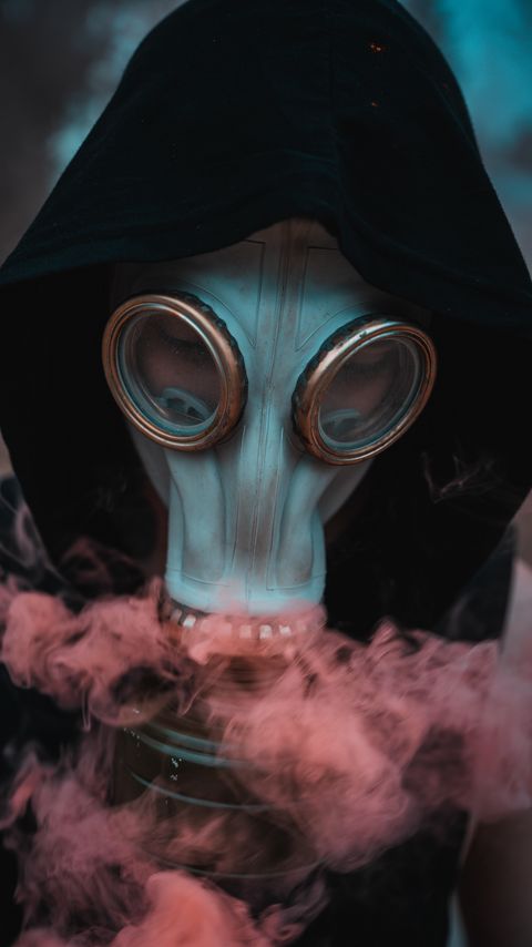 Download wallpaper 2160x3840 man, gas mask, mask, hood, smoke samsung galaxy s4, s5, note, sony xperia z, z1, z2, z3, htc one, lenovo vibe hd background