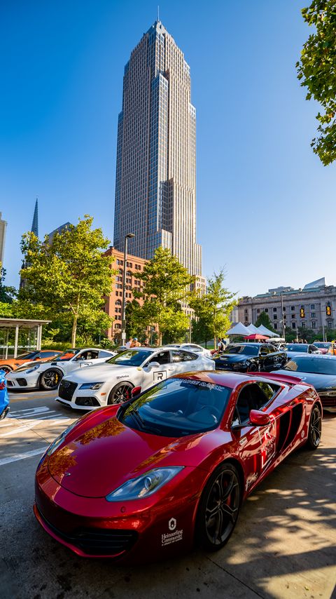 Download wallpaper 2160x3840 mclaren, car, red, parking samsung galaxy s4, s5, note, sony xperia z, z1, z2, z3, htc one, lenovo vibe hd background