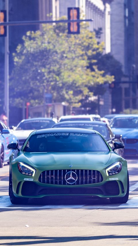 Download wallpaper 2160x3840 mercedes, car, green, road samsung galaxy s4, s5, note, sony xperia z, z1, z2, z3, htc one, lenovo vibe hd background