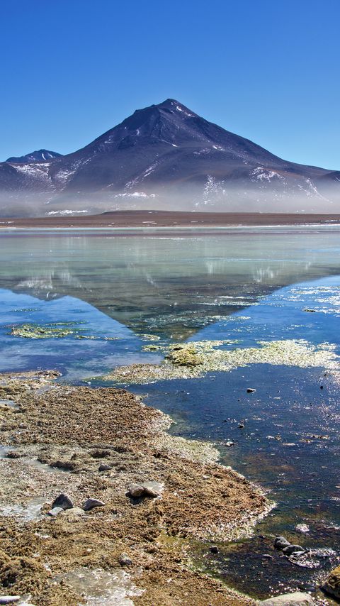 Download wallpaper 2160x3840 mountain, peak, water, reflection, landscape samsung galaxy s4, s5, note, sony xperia z, z1, z2, z3, htc one, lenovo vibe hd background