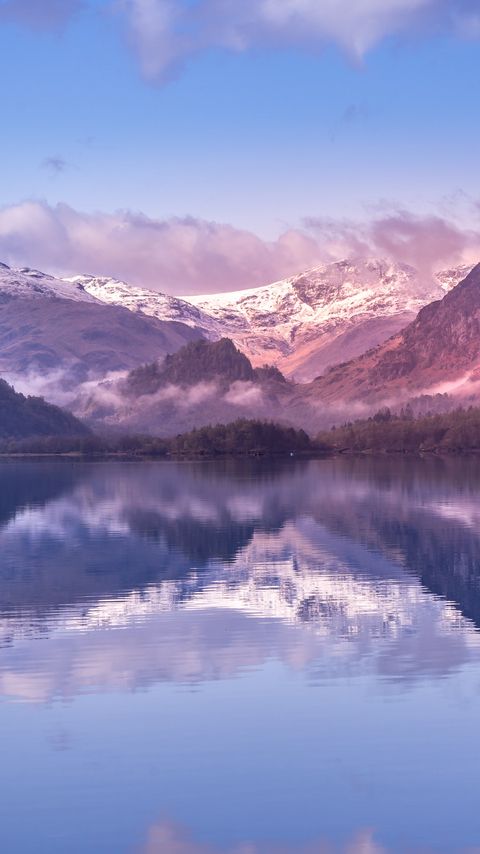 Download wallpaper 2160x3840 mountains, lake, clouds, reflection, landscape samsung galaxy s4, s5, note, sony xperia z, z1, z2, z3, htc one, lenovo vibe hd background