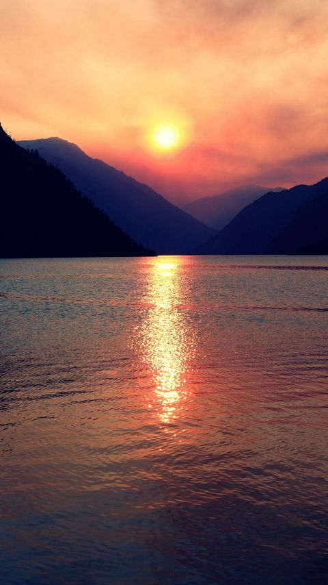 Download wallpaper 2160x3840 mountains, lake, sun, sunset, dark samsung galaxy s4, s5, note, sony xperia z, z1, z2, z3, htc one, lenovo vibe hd background