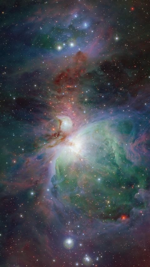 Download wallpaper 2160x3840 orion nebula, nebula, stars, glare, shine, space samsung galaxy s4, s5, note, sony xperia z, z1, z2, z3, htc one, lenovo vibe hd background