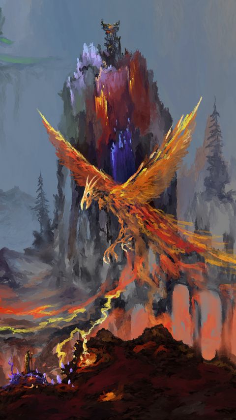 Download wallpaper 2160x3840 phoenix, bird, fantasy, art samsung galaxy s4, s5, note, sony xperia z, z1, z2, z3, htc one, lenovo vibe hd background