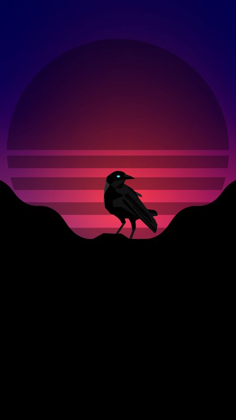 Download wallpaper 2160x3840 raven, bird, sun, vector, art samsung galaxy s4, s5, note, sony xperia z, z1, z2, z3, htc one, lenovo vibe hd background