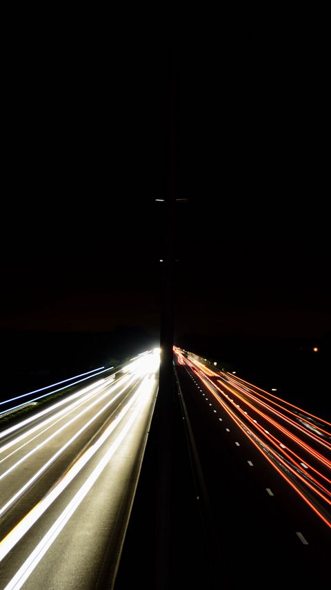 Download wallpaper 2160x3840 road, light, lines, long exposure, dark samsung galaxy s4, s5, note, sony xperia z, z1, z2, z3, htc one, lenovo vibe hd background