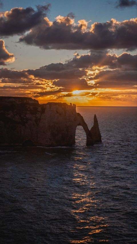 Download wallpaper 2160x3840 rock, arch, sea, waves, sunset, landscape samsung galaxy s4, s5, note, sony xperia z, z1, z2, z3, htc one, lenovo vibe hd background