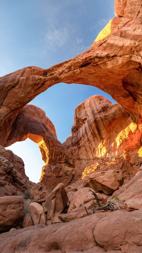 Download wallpaper 2160x3840 rocks, arch, canyon, landscape, nature samsung galaxy s4, s5, note, sony xperia z, z1, z2, z3, htc one, lenovo vibe hd background