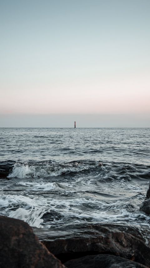 Download wallpaper 2160x3840 sea, waves, shore, lighthouse samsung galaxy s4, s5, note, sony xperia z, z1, z2, z3, htc one, lenovo vibe hd background