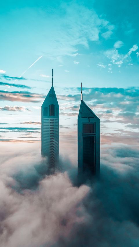 Download wallpaper 2160x3840 skyscrapers, buildings, clouds, sky samsung galaxy s4, s5, note, sony xperia z, z1, z2, z3, htc one, lenovo vibe hd background