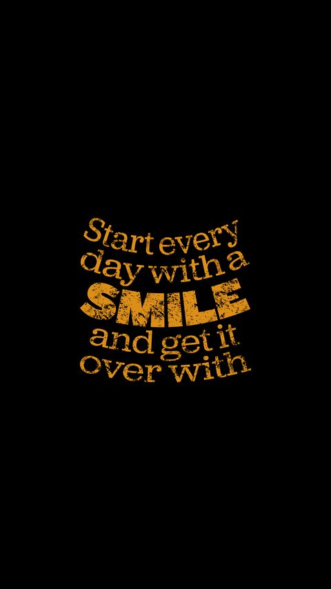 Download wallpaper 2160x3840 smile, quote, phrase, words, yellow samsung galaxy s4, s5, note, sony xperia z, z1, z2, z3, htc one, lenovo vibe hd background