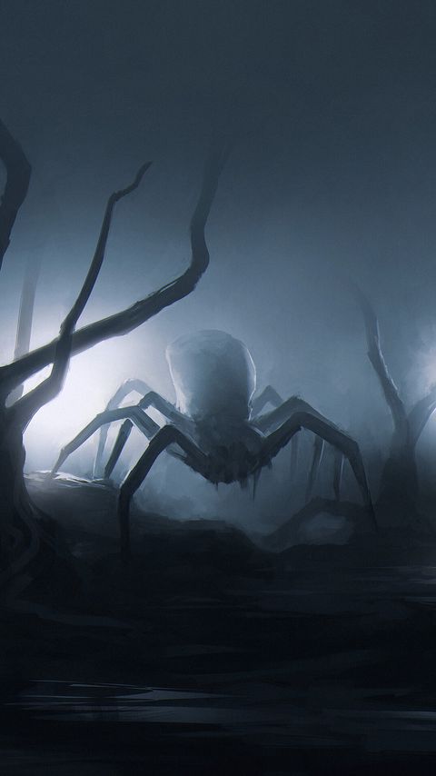 Download wallpaper 2160x3840 spider, insect, trees, art, scary samsung galaxy s4, s5, note, sony xperia z, z1, z2, z3, htc one, lenovo vibe hd background