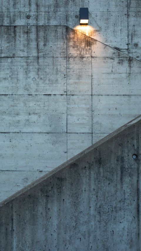 Download wallpaper 2160x3840 stairs, wall, concrete, lantern, light samsung galaxy s4, s5, note, sony xperia z, z1, z2, z3, htc one, lenovo vibe hd background