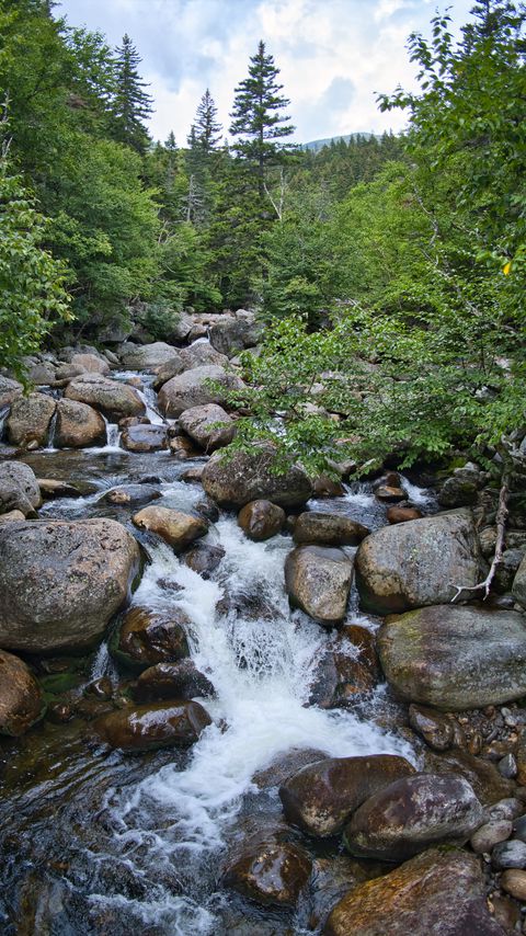 Download wallpaper 2160x3840 stones, river, water, landscape, nature samsung galaxy s4, s5, note, sony xperia z, z1, z2, z3, htc one, lenovo vibe hd background