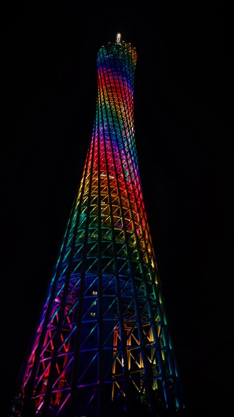 Download wallpaper 2160x3840 tower, construction, illumination, colorful, dark samsung galaxy s4, s5, note, sony xperia z, z1, z2, z3, htc one, lenovo vibe hd background