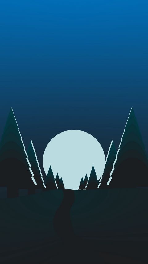 Download wallpaper 2160x3840 trees, moon, night, vector, art samsung galaxy s4, s5, note, sony xperia z, z1, z2, z3, htc one, lenovo vibe hd background