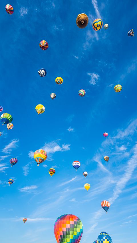 Download wallpaper 2160x3840 balloons, flight, sky, clouds, blue samsung galaxy s4, s5, note, sony xperia z, z1, z2, z3, htc one, lenovo vibe hd background