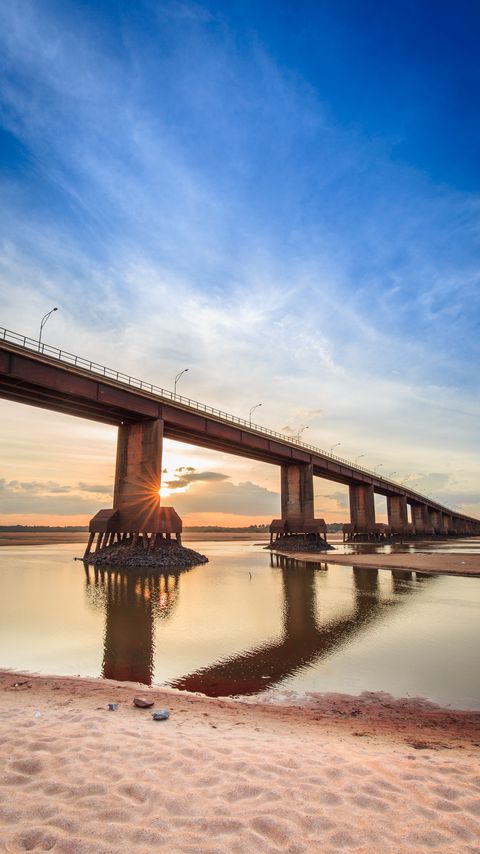 Download wallpaper 2160x3840 beach, sea, bridge, landscape samsung galaxy s4, s5, note, sony xperia z, z1, z2, z3, htc one, lenovo vibe hd background