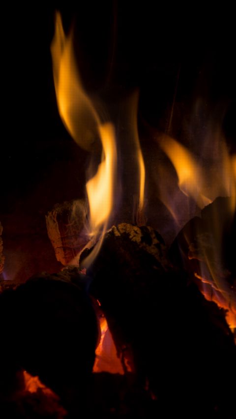 Download wallpaper 2160x3840 bonfire, coals, flame, fire, dark samsung galaxy s4, s5, note, sony xperia z, z1, z2, z3, htc one, lenovo vibe hd background