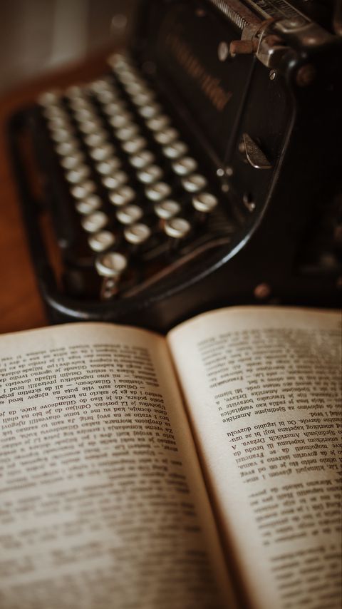 Download wallpaper 2160x3840 book, typewriter, reading samsung galaxy s4, s5, note, sony xperia z, z1, z2, z3, htc one, lenovo vibe hd background