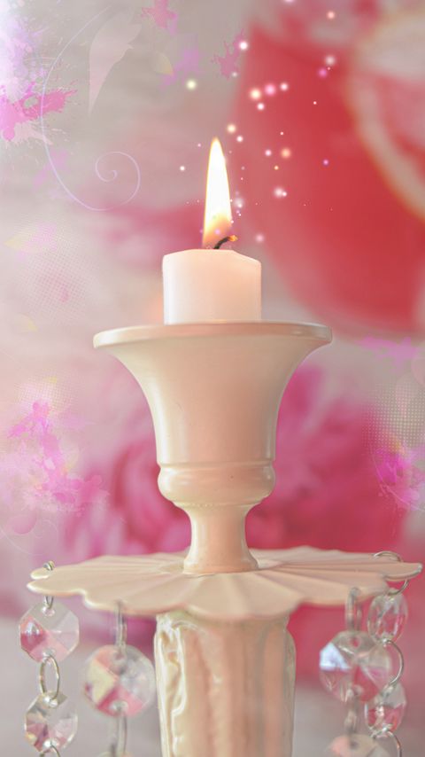 Download wallpaper 2160x3840 candle, fire, candlestick, pink, white samsung galaxy s4, s5, note, sony xperia z, z1, z2, z3, htc one, lenovo vibe hd background