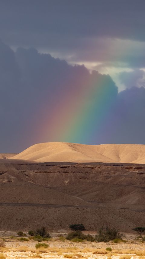 Download wallpaper 2160x3840 desert, hills, rainbow, landscape samsung galaxy s4, s5, note, sony xperia z, z1, z2, z3, htc one, lenovo vibe hd background