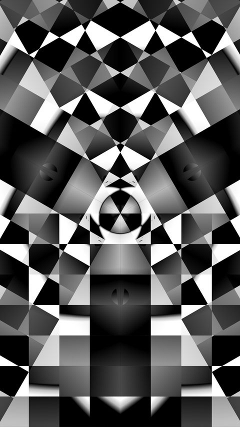 Download wallpaper 2160x3840 fractal, kaleidoscope, pattern, geometry, abstraction, black and white samsung galaxy s4, s5, note, sony xperia z, z1, z2, z3, htc one, lenovo vibe hd background