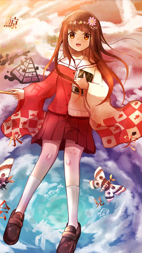 Download wallpaper 2160x3840 girl, brush, artist, clouds, dream, anime samsung galaxy s4, s5, note, sony xperia z, z1, z2, z3, htc one, lenovo vibe hd background