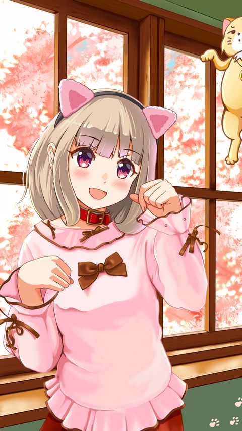 Download wallpaper 2160x3840 girl, ears, gesture, cute, anime samsung galaxy s4, s5, note, sony xperia z, z1, z2, z3, htc one, lenovo vibe hd background