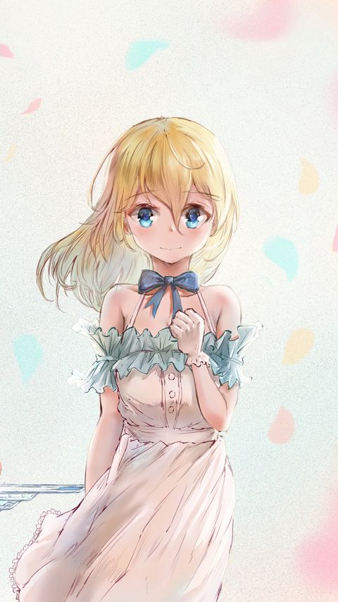 Download wallpaper 2160x3840 girl, glance, dress, anime, art, light samsung galaxy s4, s5, note, sony xperia z, z1, z2, z3, htc one, lenovo vibe hd background