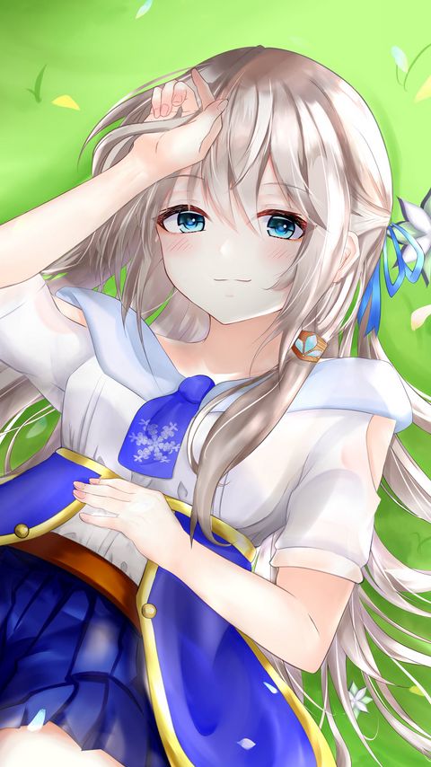 Download wallpaper 2160x3840 girl, glance, smile, anime, art, cute samsung galaxy s4, s5, note, sony xperia z, z1, z2, z3, htc one, lenovo vibe hd background