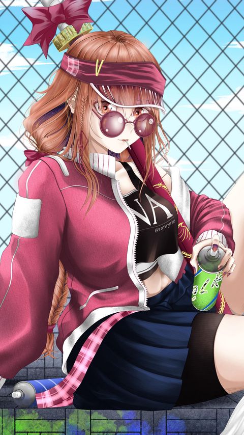 Download wallpaper 2160x3840 girl, glasses, style, graffiti, anime samsung galaxy s4, s5, note, sony xperia z, z1, z2, z3, htc one, lenovo vibe hd background